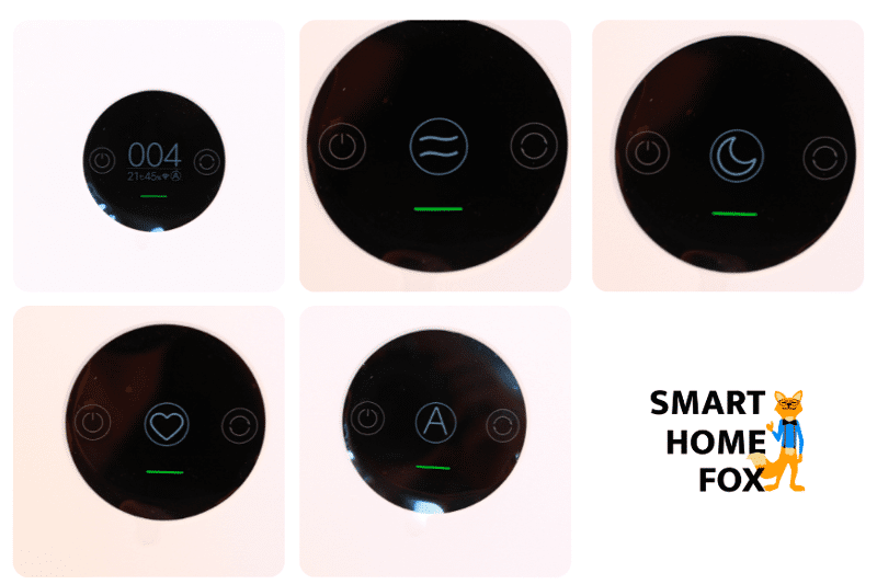 На дисплее воздухоочистителя Xiaomi Mi Air Purifier Pro H отображаются различные настройки и информация.